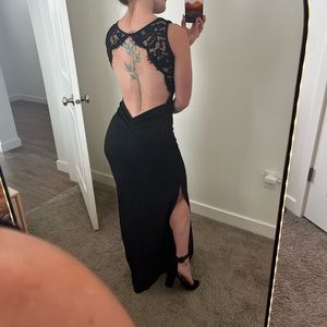Backless black formal dress